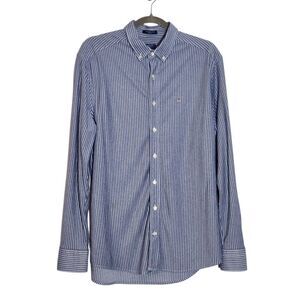 Gant Navy Stripe Button Down Shirt Size Medium 39/40 Preppy Stripe Button-up